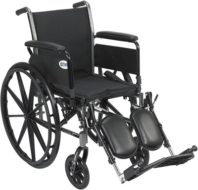Wheelchair - 20" with flip-back, adjustable full arms and swing-away foot rests.     