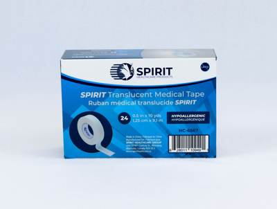Tape - Spirit Translucent Medical Tape, 1/2" (1.25cm), 24/box.