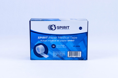 Tape - Spirit Paper Medical Tape, 1" (2.5cm) with dispenser, 12/box.