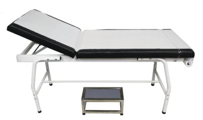 First Aid Treatment Table/Bed - with reclinable headrest, includes stool.