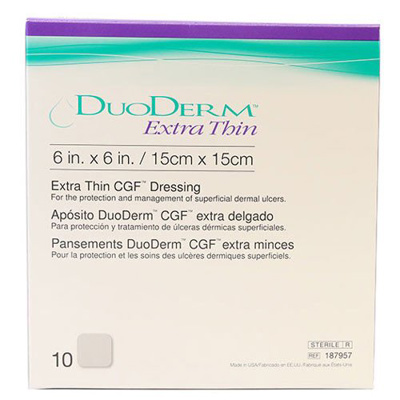 Dressing - Duoderm Extra Thin, Square, 14cm x 14cm (6"x6"), 10/box.