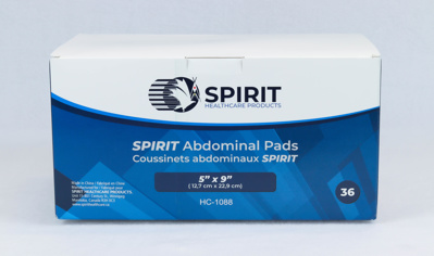 Gauze - Spirit Abdominal Pads, 5 x 9, 36/box.