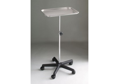 Instrument Stand - Stainless Steel, mobile base w/locking casters,adj 28"-48", tray size 12.5"x19".