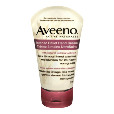 Hand Cream - Aveeno Intense Relief with natural colloidal oatmeal, non-greasy, 97mL tube.
