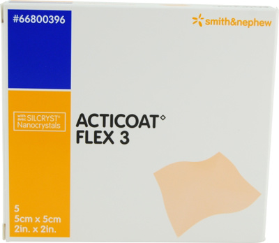 Dressing - Acticoat Flex 3, 5cmx5cm (2"x2"), 5/box.