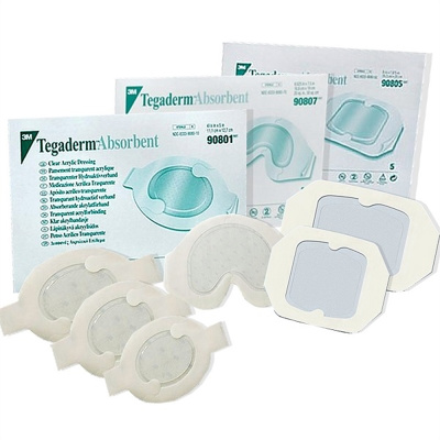 Dressing - Tegaderm Absorbent Clear Acrylic, Small Oval, pad size 3.75" x 3", 10/box.