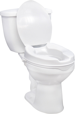 Raised Toilet Seat, 4" height for round or elongated toilets, latex-free,  capacity up to 420 lbs.