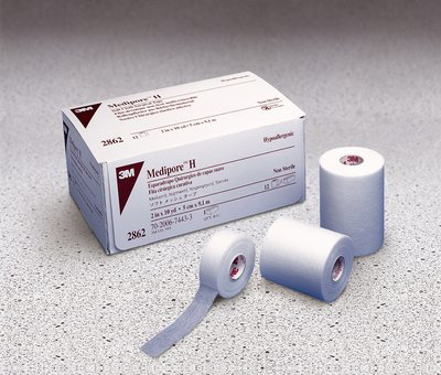 Tape - Medipore H (high adhesion), soft-cloth surgical tape, 4" x 10 yrd, 12 rolls/box.