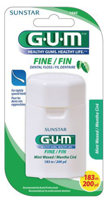 Dental Floss - GUM, fine wax mint, 165m.