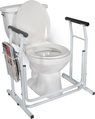 Toilet Safety Rails, free-standing, fits standard and elongated toilets.