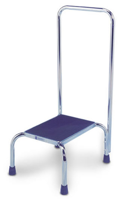 DISC-Step-on Stool w/Chrome Handle, incld:non-skid ribbed rubber mat