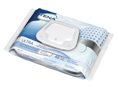 Washcloths - Ultra Washcloths by Tena, 7.9"x12.5", Scent-free, 48/pkg with snap top, 12 pkgs/case.