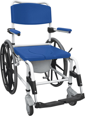 Commode - Self Propel Shower, portable, over toilet. 24" rear wheels, s/a footrests. Cap. 275 lbs