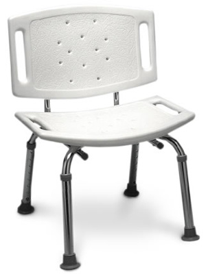 Bath Chair, adjustable with back, alum. 15.5" - 19.5".