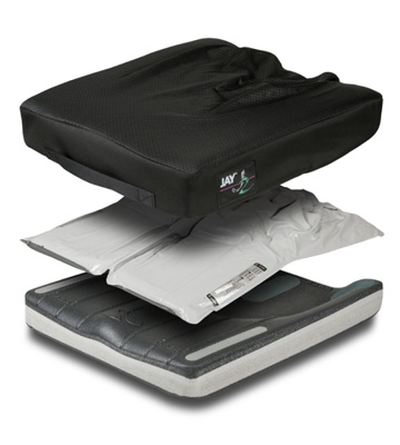 Gel seat for Wheelchair, pre-contoured foam cushions feature a JAY Flow™ fluid tripad up to 3"