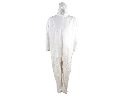 Coverall - Disposable Polypropylene, Elastic Hood & Boots, White, Med, 25/case