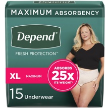 Depend - Underwear - Women, Max, X-Large, 15/pkg x 2 = 30/case.