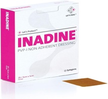 Dressing - Inadine PVP-I Non-adherent, 5cm x 5cm, 25/box.