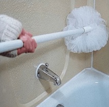 Tub Scrub - long handle attaches to the tub scrub, 2 piece. 