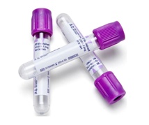Vacutainer Plus plastic whole blood tube, Lavender (purple) top, Hemogard, 4mLx75mm, 100/box.