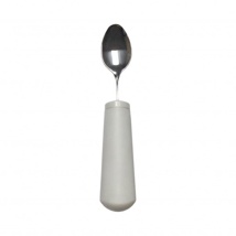 Bendable teaspoon utensil with soft built-up handle, non-slip.