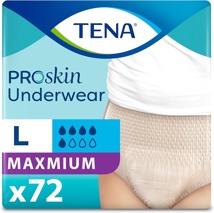 Tena - ProSkin Underwear, size Large (45" - 58"), maximum absorbency, 72/case.