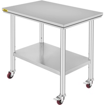 Cart - Stainless Steel with bottom shelf, casters, 36" x 24" x 33.5".