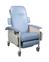 Clinic Chair Recliner - 4 position, weight capacity of 250 lb, side trays includes recess for cup