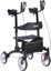 Walker - Elevate Upright: stand-up mobility aid with seat, brakes, 10" front wheels, Gray.