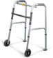Walker - Aluminum with folding wheels and skis, size adult, silver, each