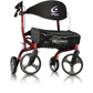 Walker - Airgo eXcursion X18:  side-folding Rollator w/seat, brakes, 8" wheels & basket, Cranberry