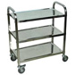 Cart - Stainless Steel with 3 shelves, casters and two with locking brakes, 29.5"W x 35"H x 15.75"D