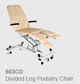 Podiatry Chair - Plinth Tilting with divided leg, three motors, battleship grey in colour.